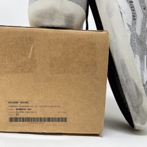 Golden Goose Sneakers Superstar Glitter Flag Suede Size 37 US 7 - Picture 9 of 9